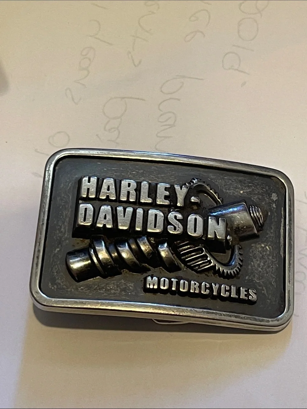Harley-Davidson Rectangular Metallic Silver & Black Gear Emblem Belt Buckle ‘15